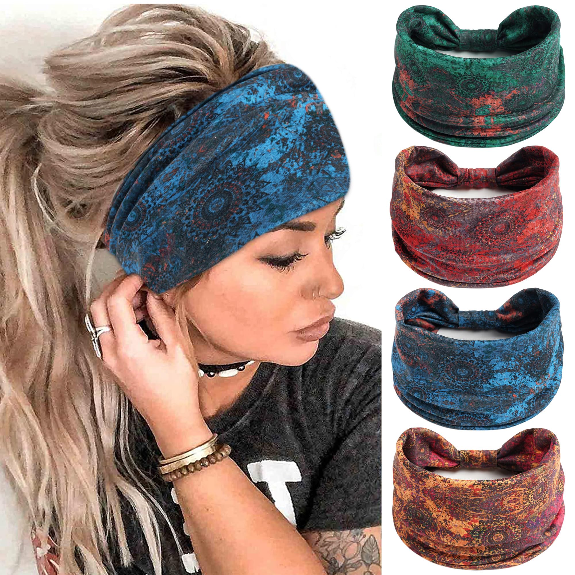 Boho Headbands for Women Knott - Bandana Cotton のレビューと価格