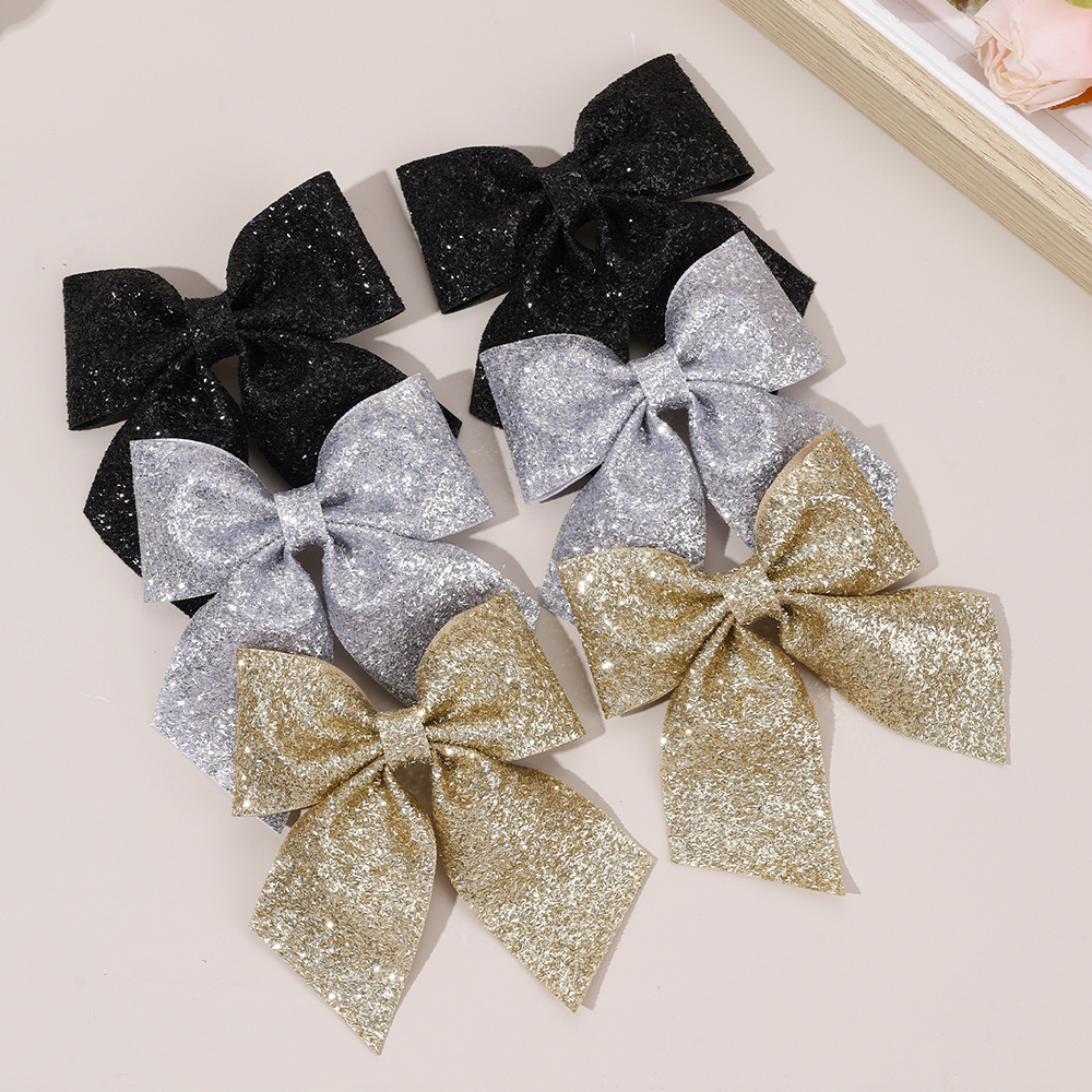 6Pcs Sparkling Bow Hair Clips  - Tie Clip Silver のレビューと価格