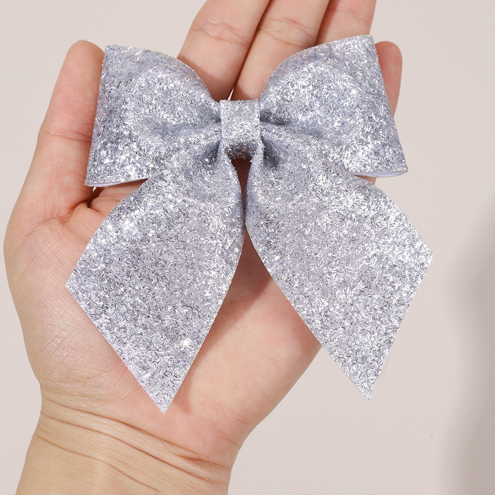 6Pcs Sparkling Bow Hair Clips  - Tie Clip Silver のレビューと価格