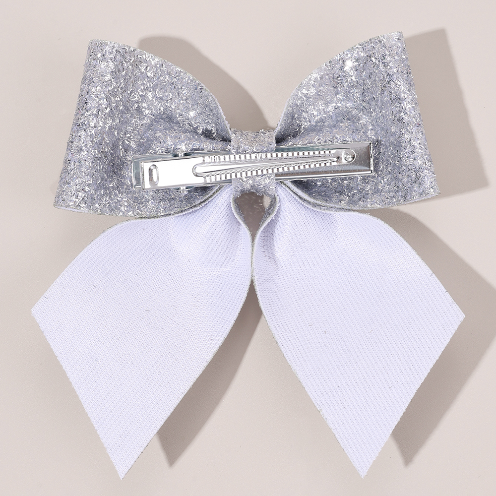 6Pcs Sparkling Bow Hair Clips  - Tie Clip Silver のレビューと価格