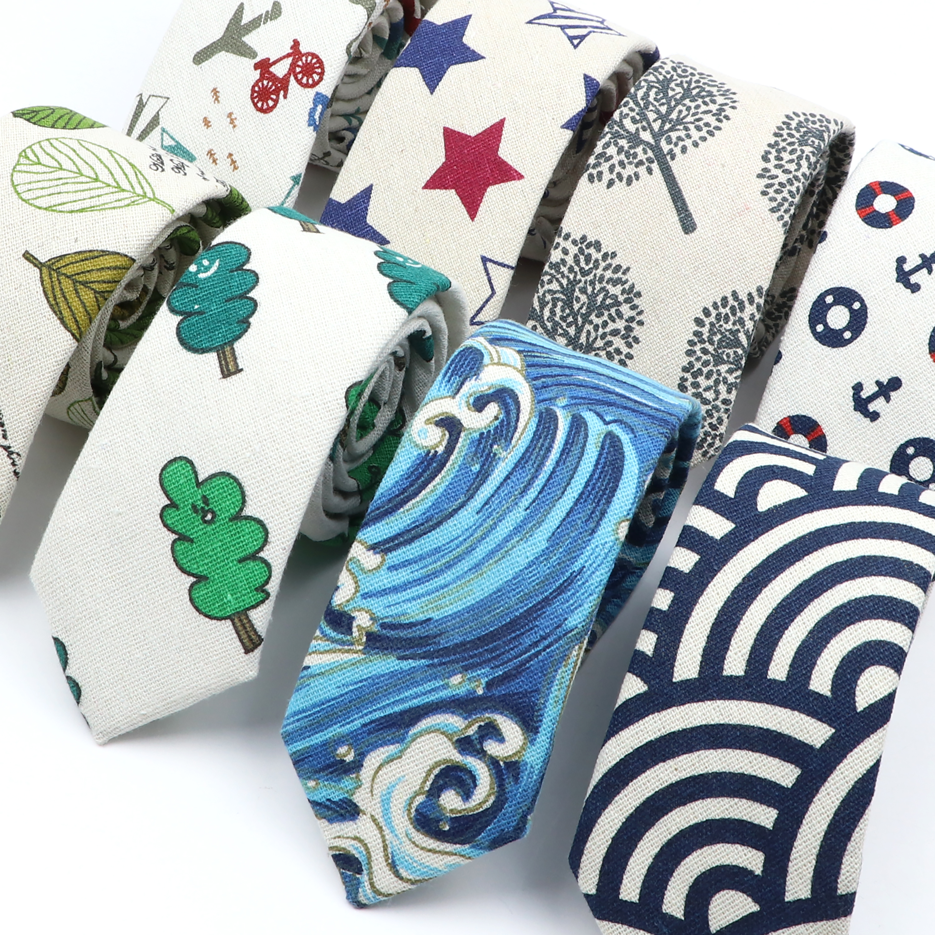 Novelty Cartoon Linen Tie For  - Skinny Tie Men のレビューと価格
