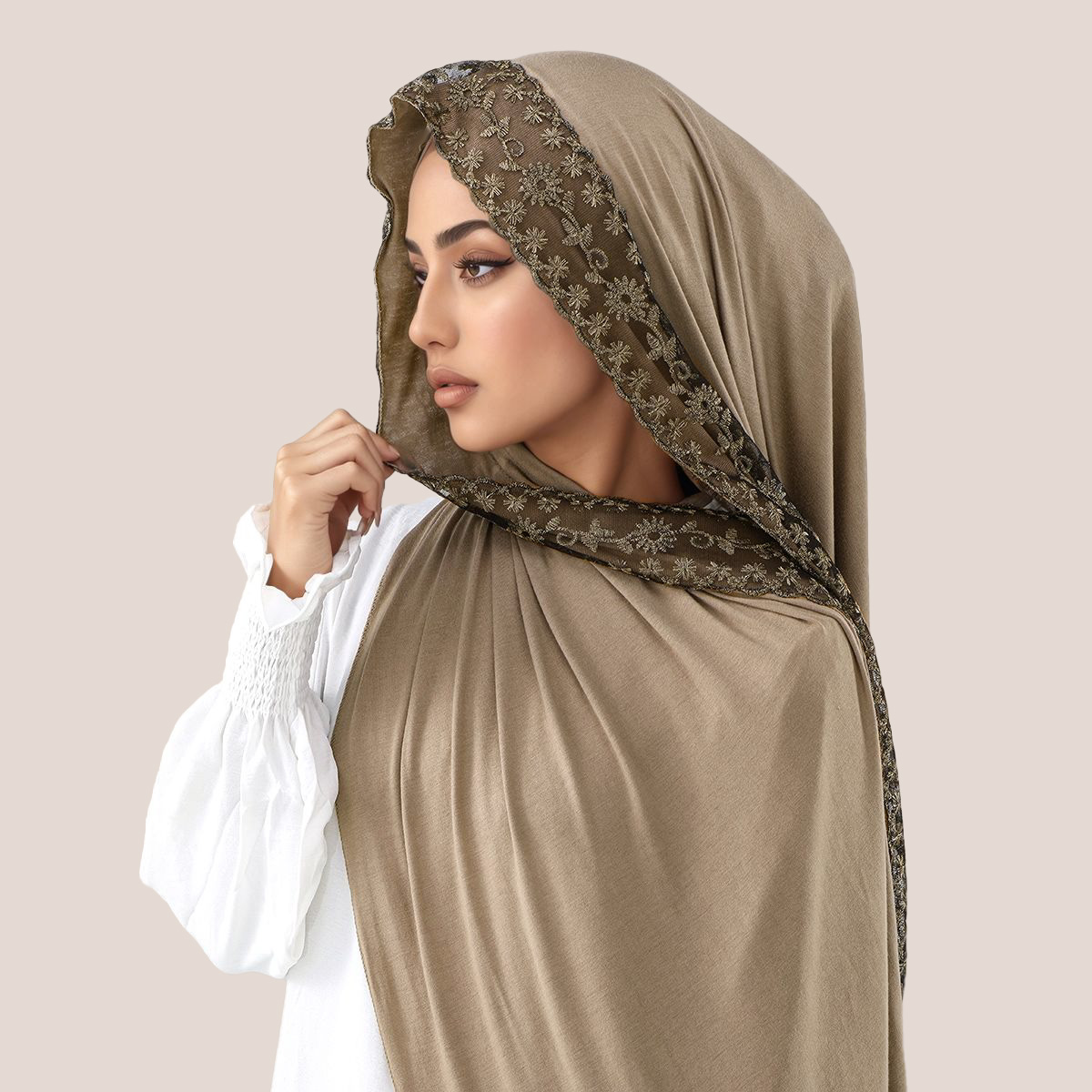 Lace Embroidery Cotton Jersey  - Head Wrap Turban のレビューと価格