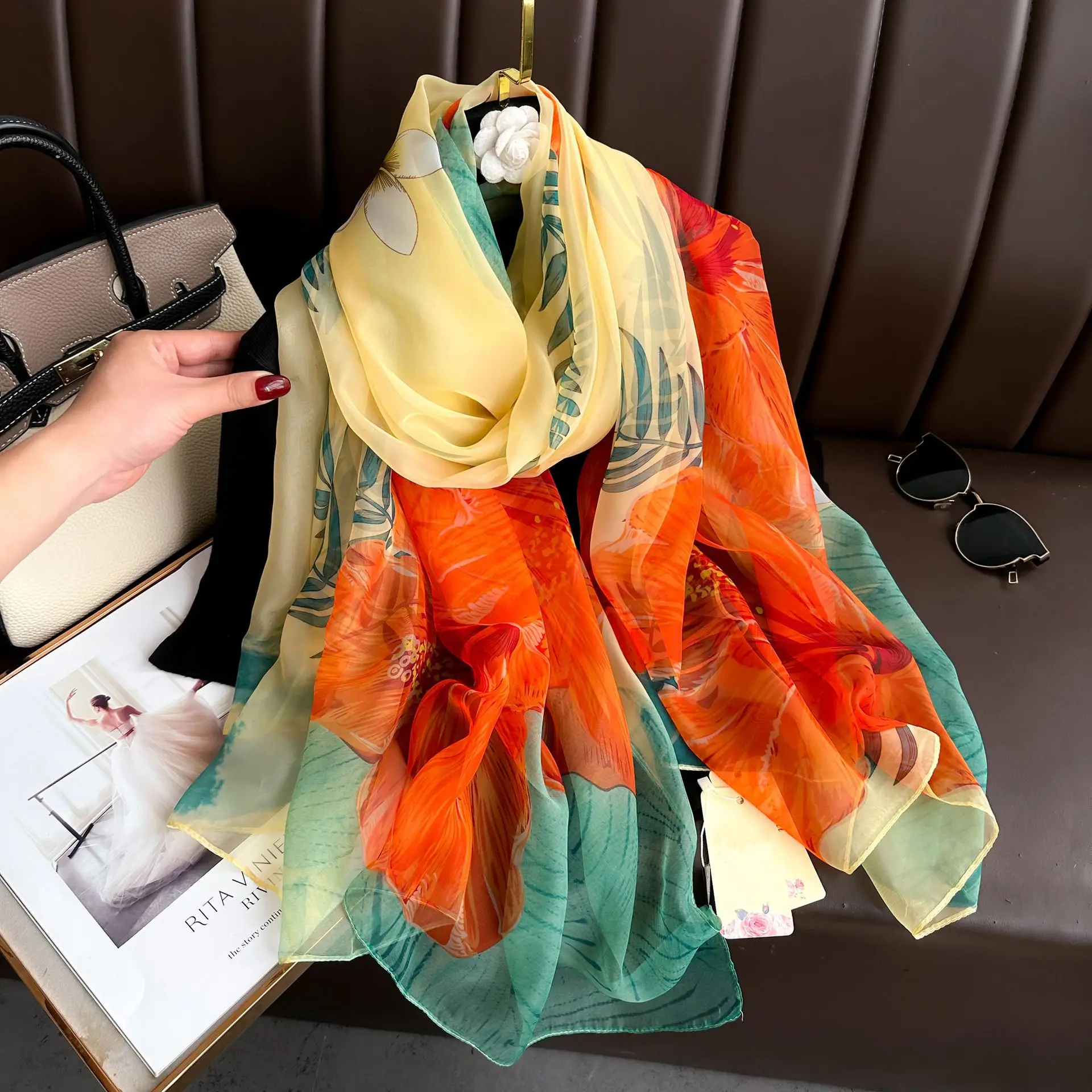 Silk Scarf Fashion Design Neck - Pashmina Wrap Large のレビューと価格