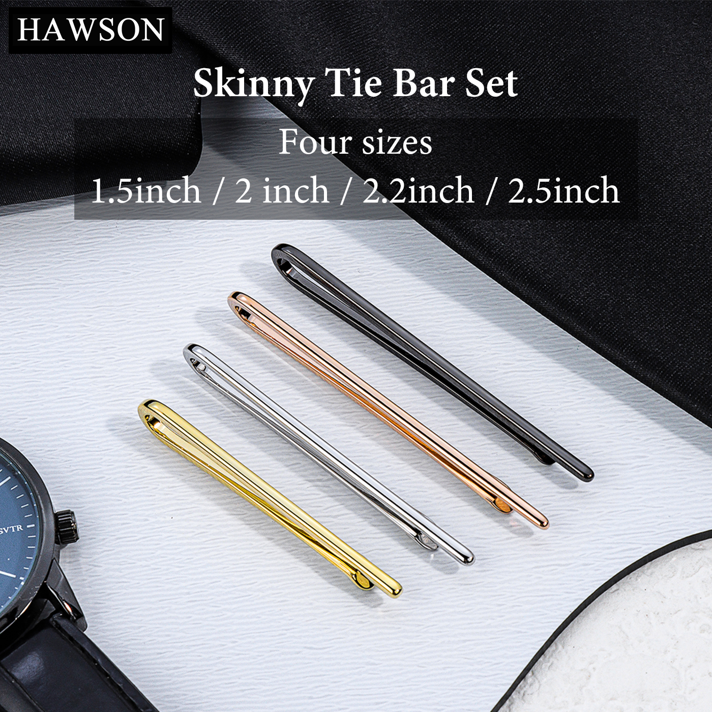 HAWSON Tie Clips for Men 4Pcs  - Tie Bar Set Gift のレビューと価格