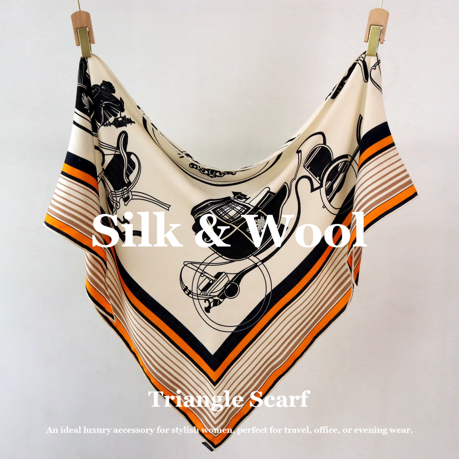 Vintage Equestrian Print Silk  - Pashmina Wrap Large のレビューと価格