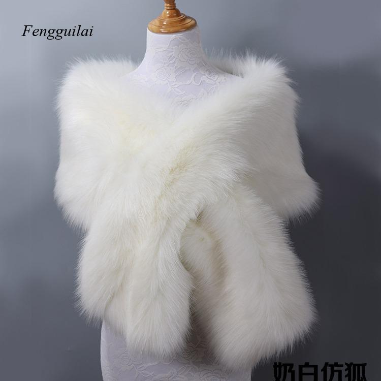 Women's White Faux Fur Shawl B - Stole Wedding Shawl のレビューと価格