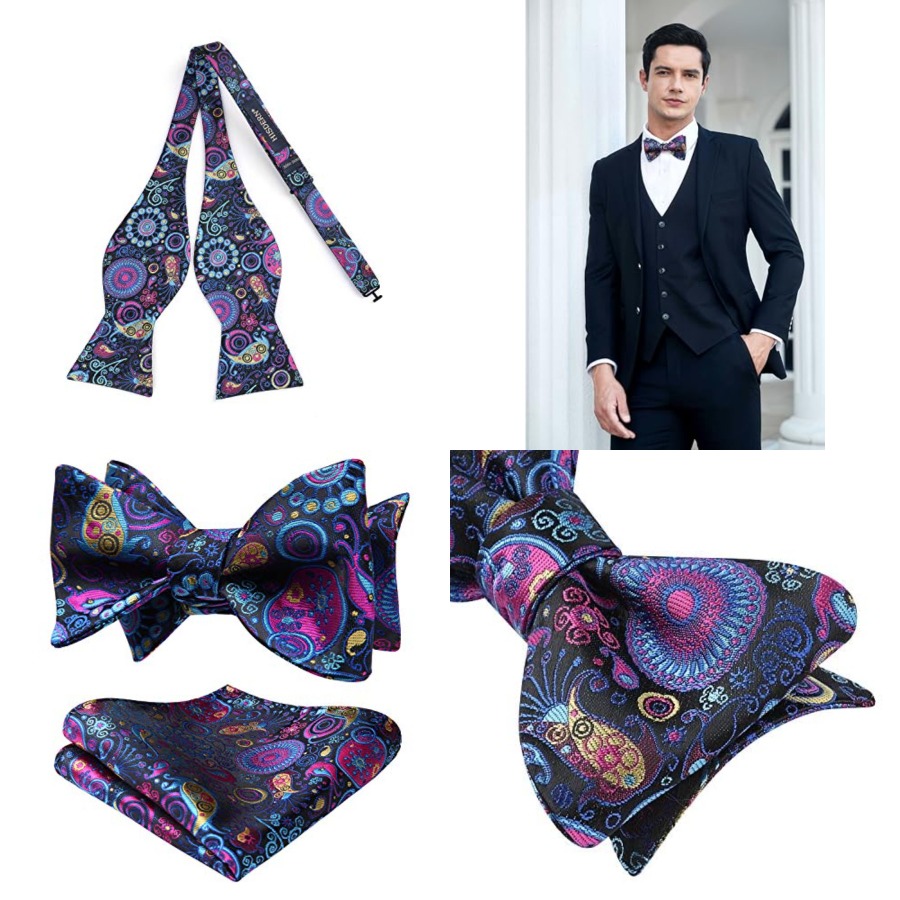 Bow Ties for Men Floral Bowtie - Pocket Square Set のレビューと価格