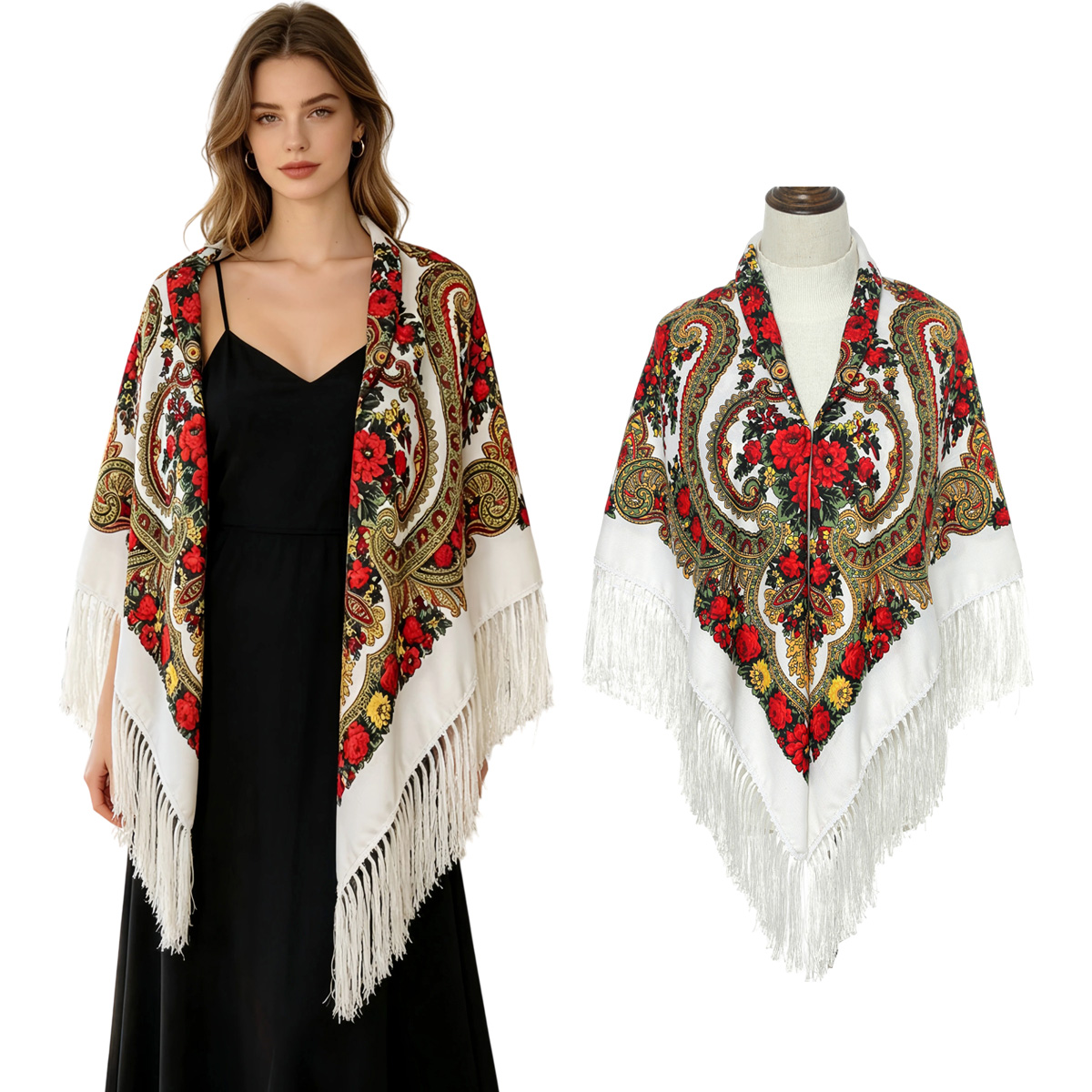 130cm New Russian Square Scarf - Woven Scarf Blanket のレビューと価格