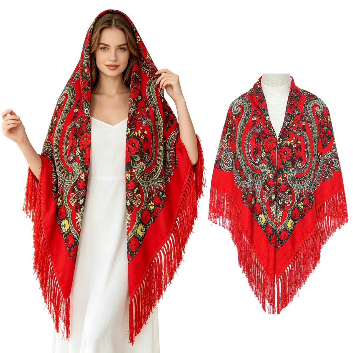 130cm New Russian Square Scarf - Woven Scarf Blanket のレビューと価格