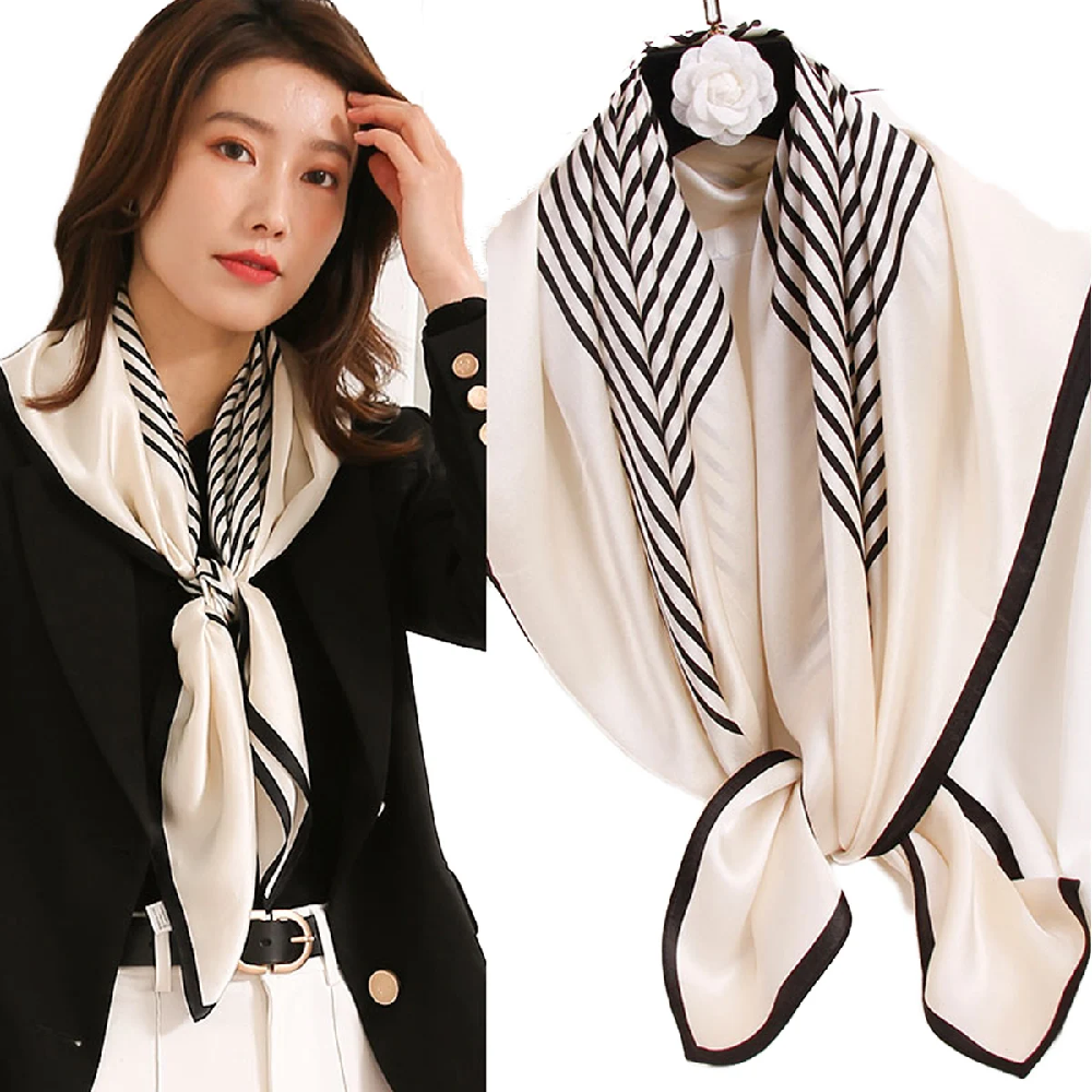 Vintage 100% Silk Scarf Women  - Silk Tie Striped のレビューと価格