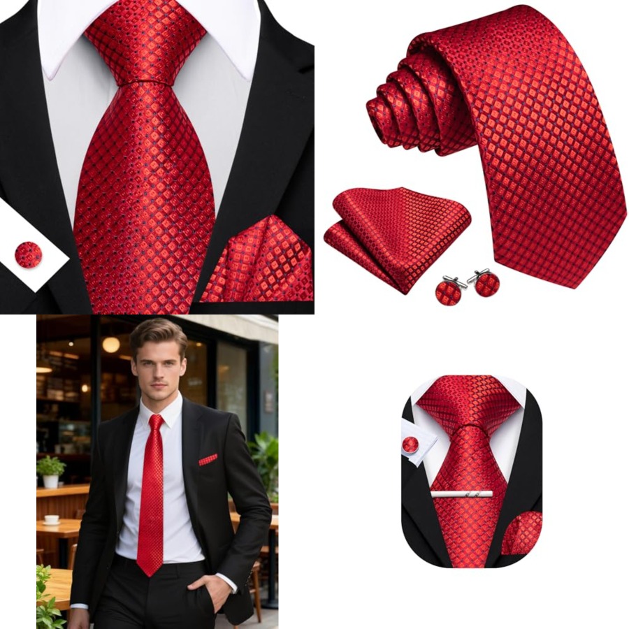 Men Plaid/Striped Ties Set Sil - Silk Tie Striped のレビューと価格