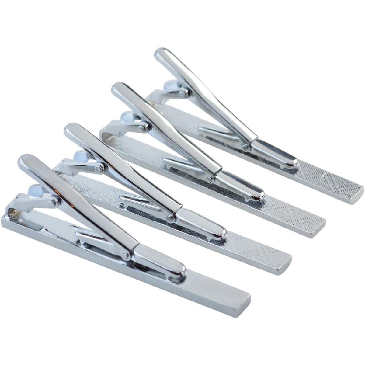 Set of 4 Silver Metal Necktie  - Tie Clip Silver のレビューと価格