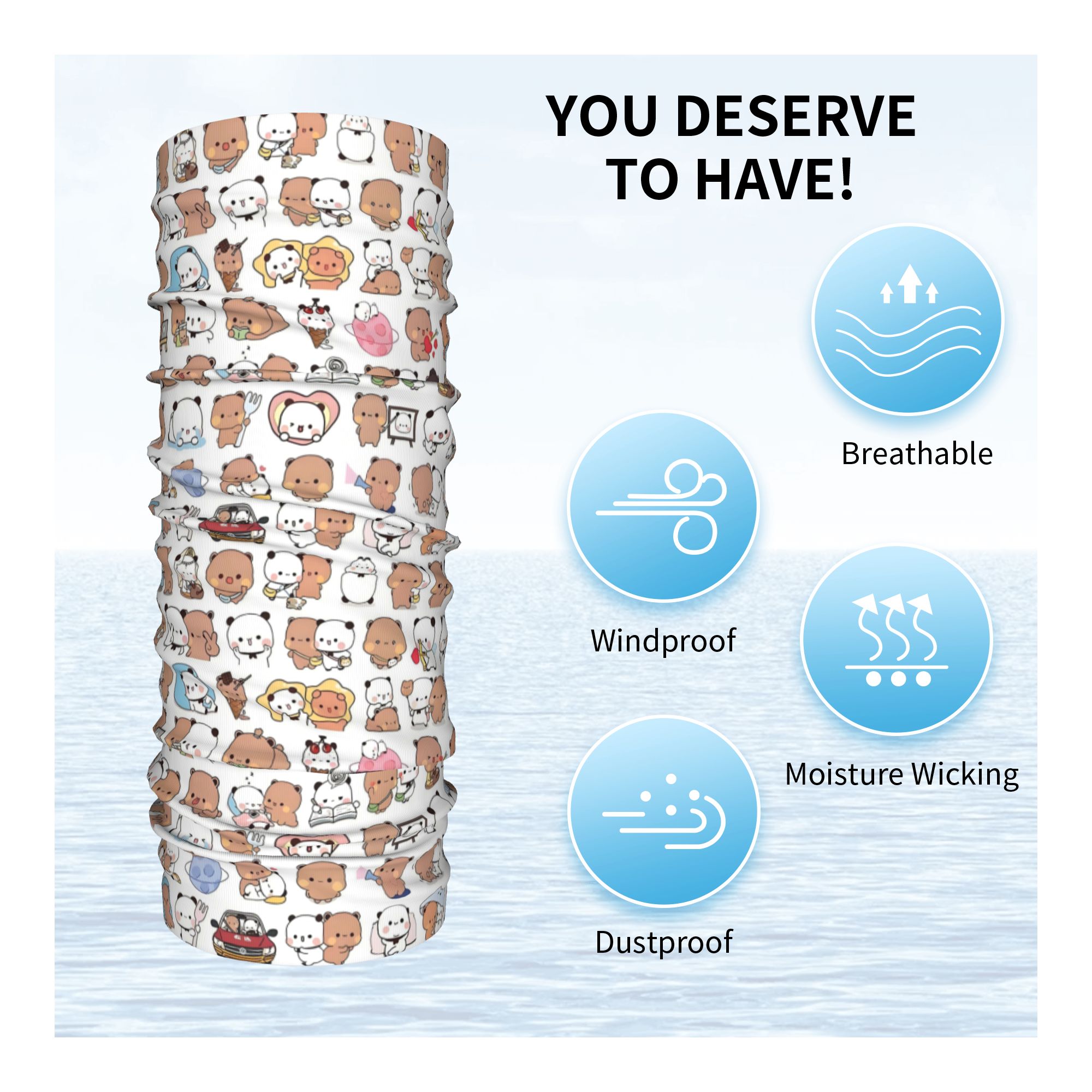 Custom Bear Cartoon Peach And  - Neck Warmer Tube のレビューと価格