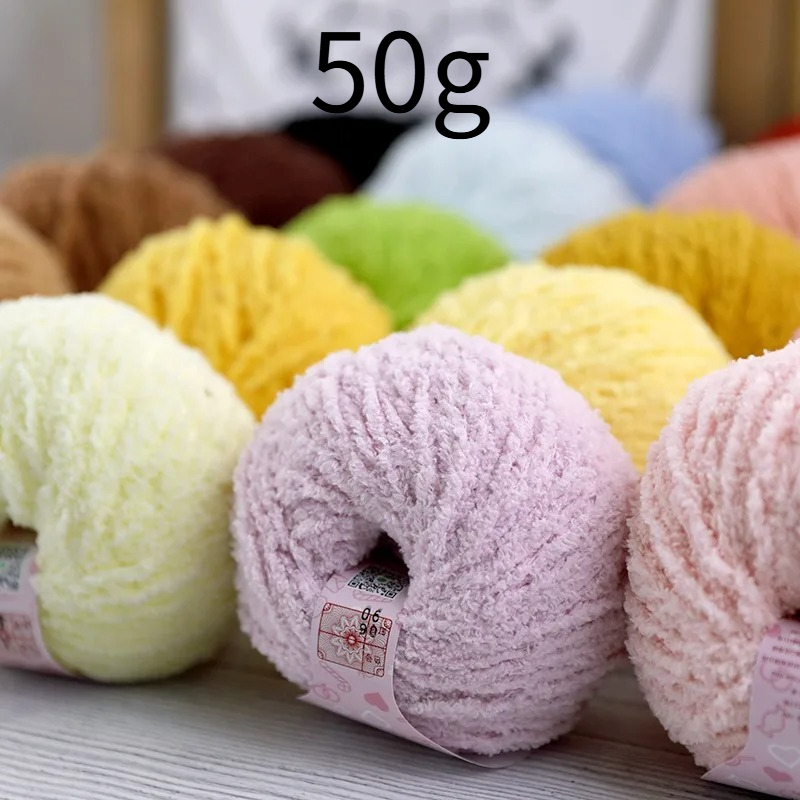 50g Short Plush Yarn 70m, DIY  - Woven Scarf Blanket のレビューと価格
