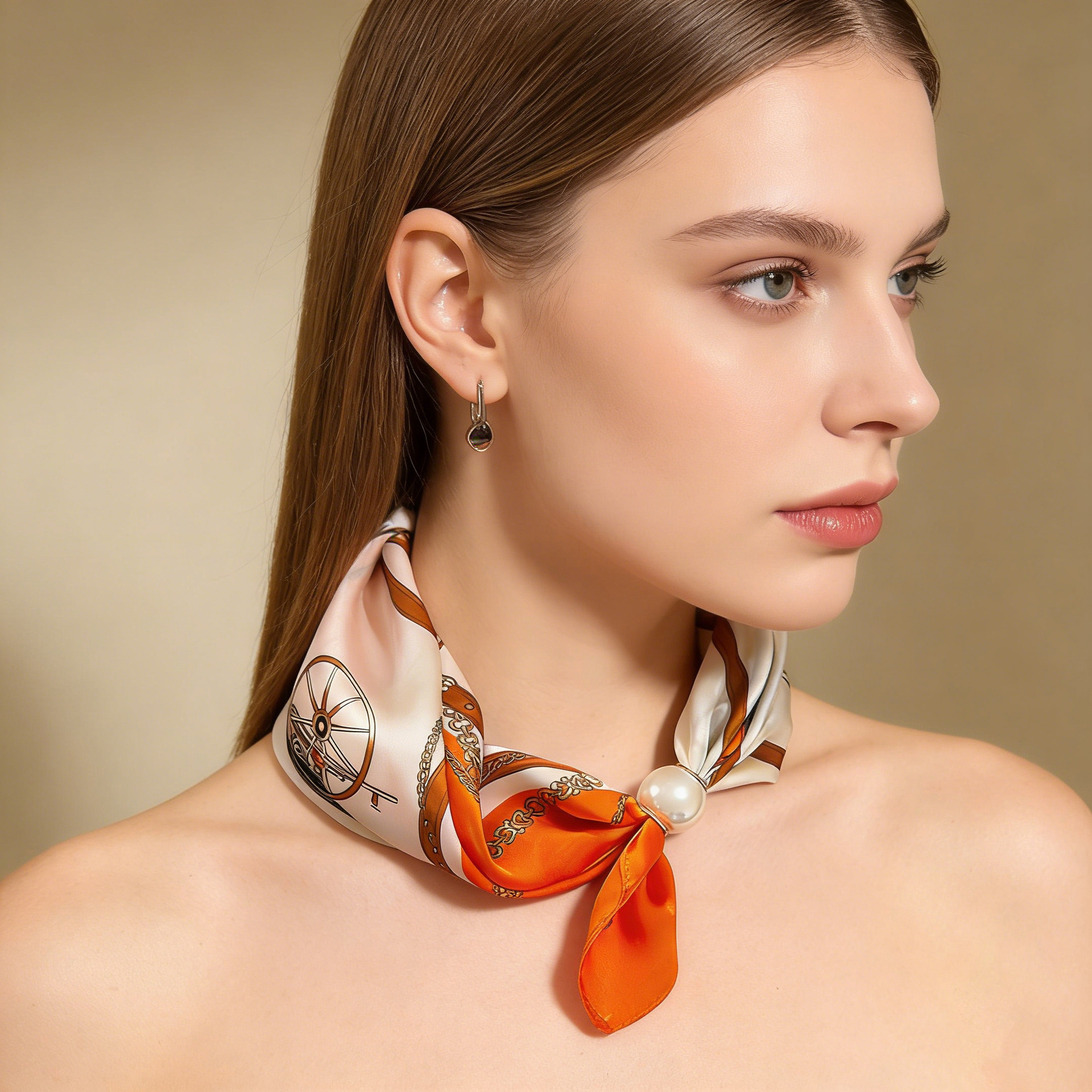 Scarf Chain Silk Lazy Magnetic - Ascot Neck Scarf のレビューと価格