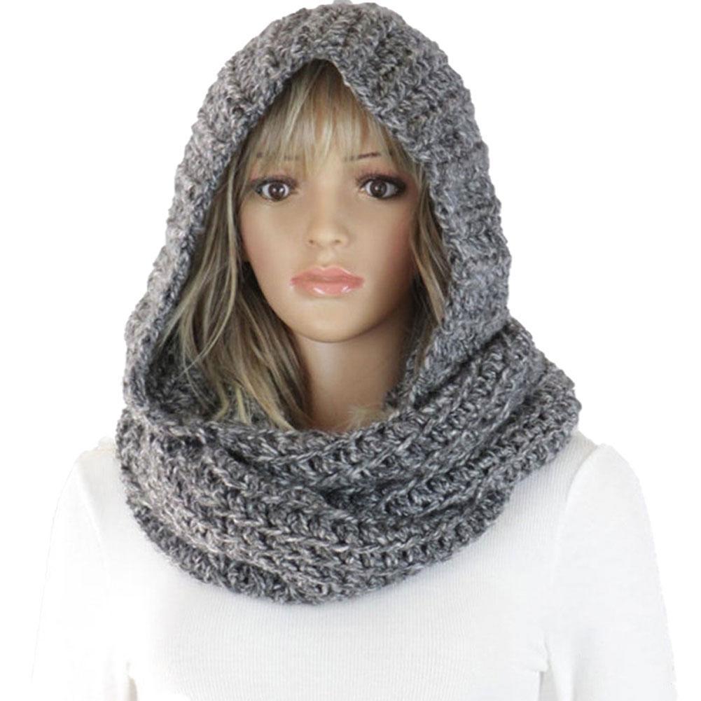 Knitted Hooded Scarf Winter Wo - Infinity Scarf Knit のレビューと価格