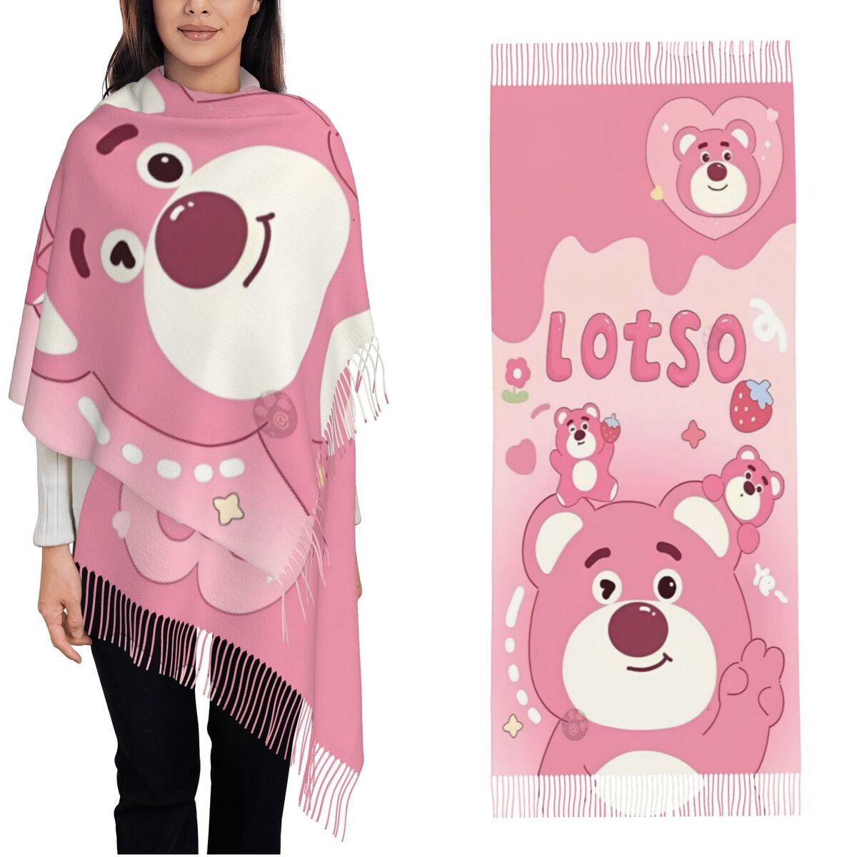 Lotso Pink Bear Women's Scarf  - Pashmina Wrap Large のレビューと価格