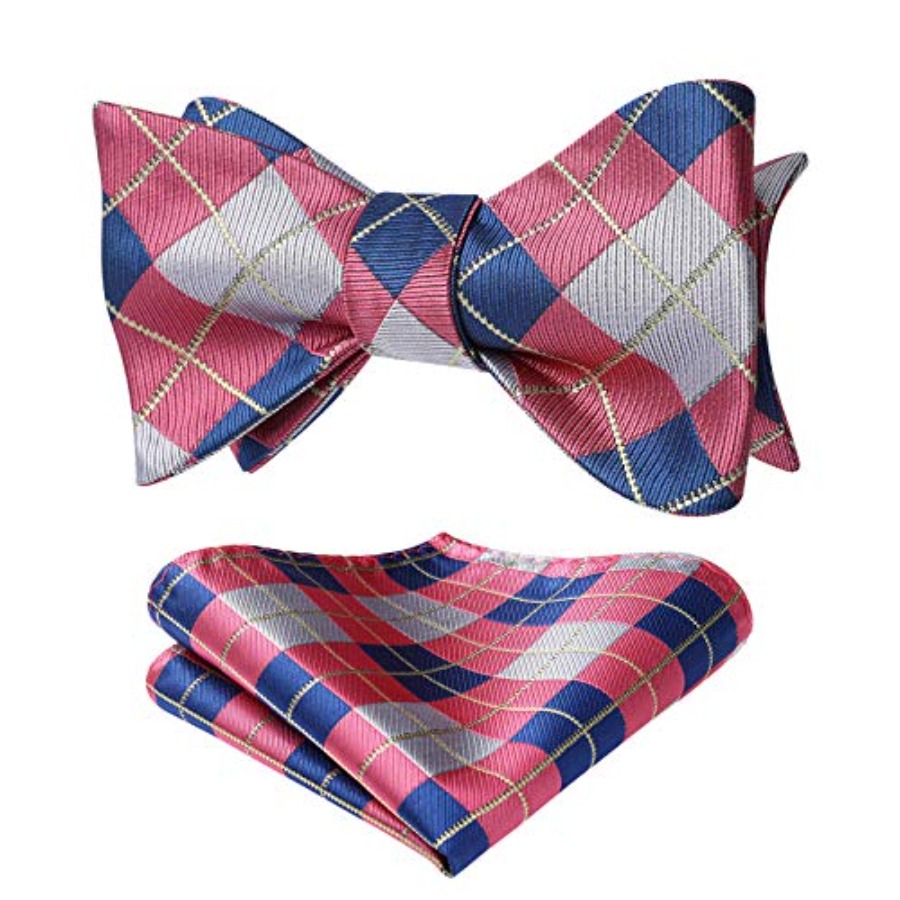 Bow Ties for Men Check Plaid S - Pocket Square Set のレビューと価格