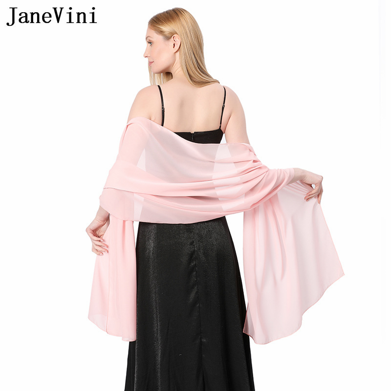 JaneVini Elegant Pink Chiffon  - Stole Wedding Shawl のレビューと価格