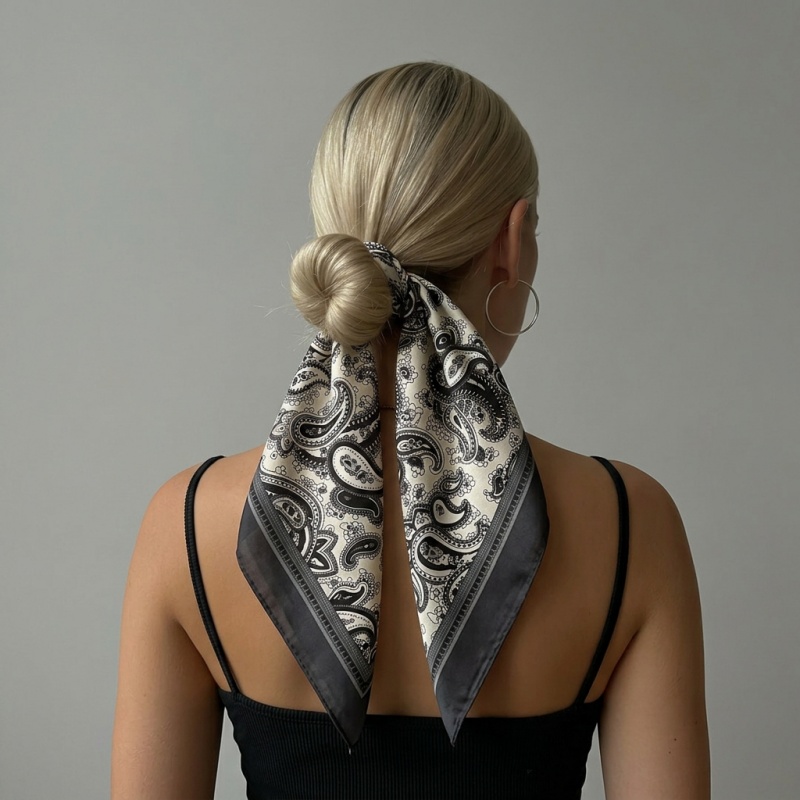 Luxury Satin Square Scarf Pais - Ascot Neck Scarf のレビューと価格