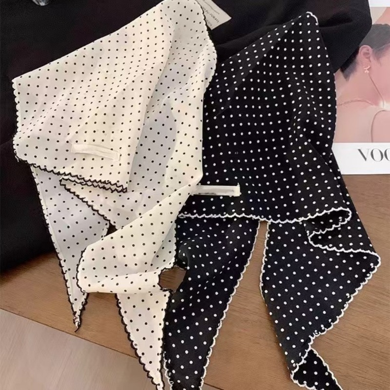 Black White Polka Dot Scarf fo - Ascot Neck Scarf のレビューと価格