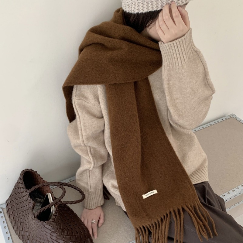 Korean Version Chic Solid Tass - Muffler Men Wool のレビューと価格
