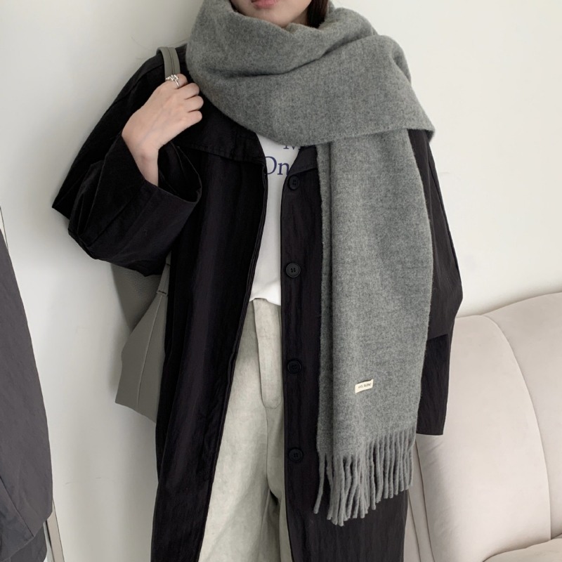 Korean Version Chic Solid Tass - Muffler Men Wool のレビューと価格