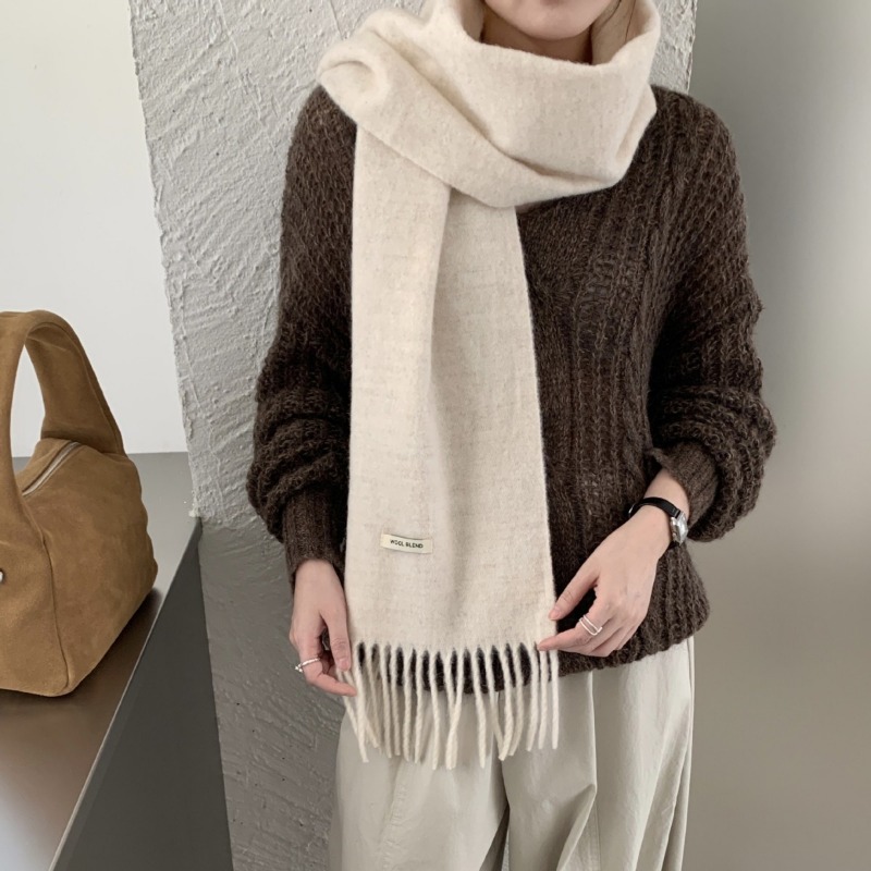 Korean Version Chic Solid Tass - Muffler Men Wool のレビューと価格
