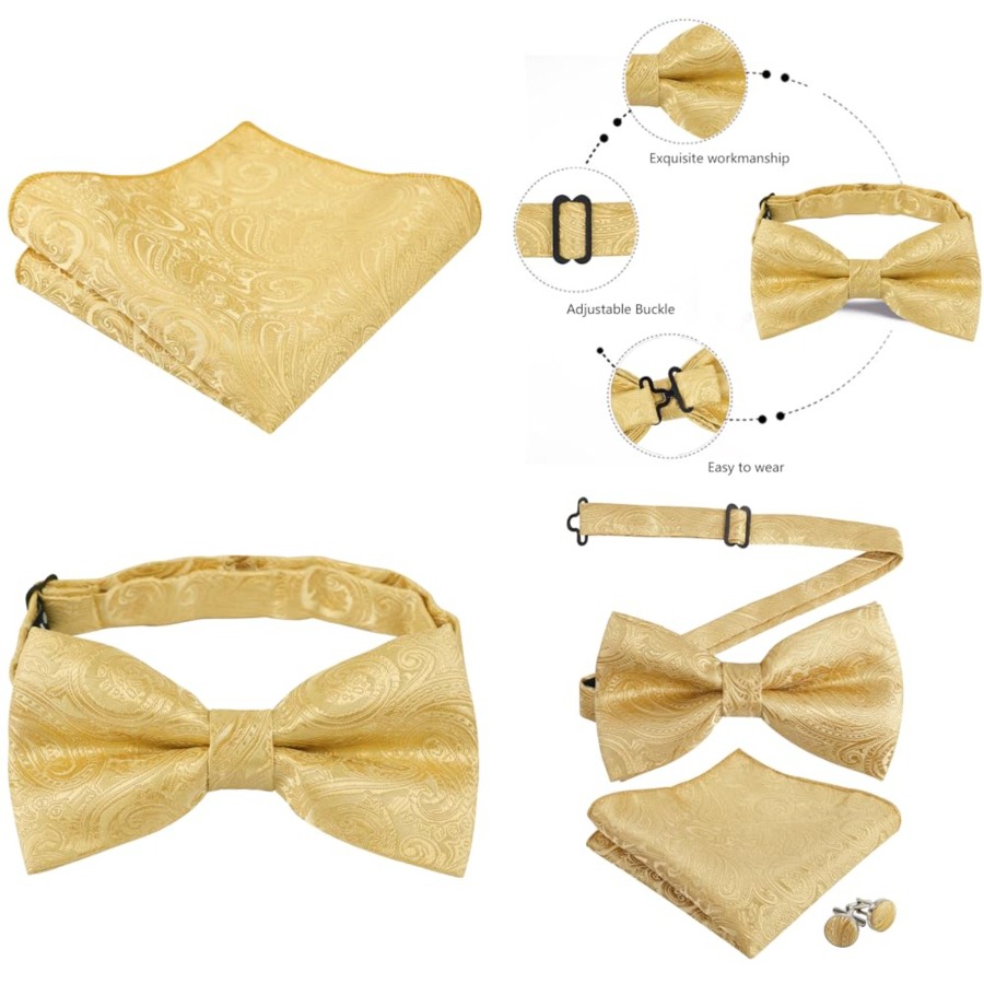 Mens Paisley Bow Tie, Pocket S - Pocket Square Set のレビューと価格