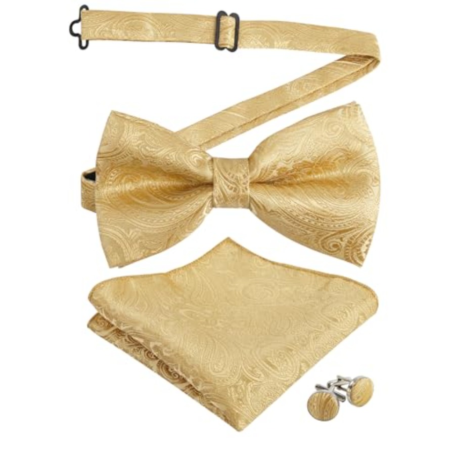 Mens Paisley Bow Tie, Pocket S - Pocket Square Set のレビューと価格