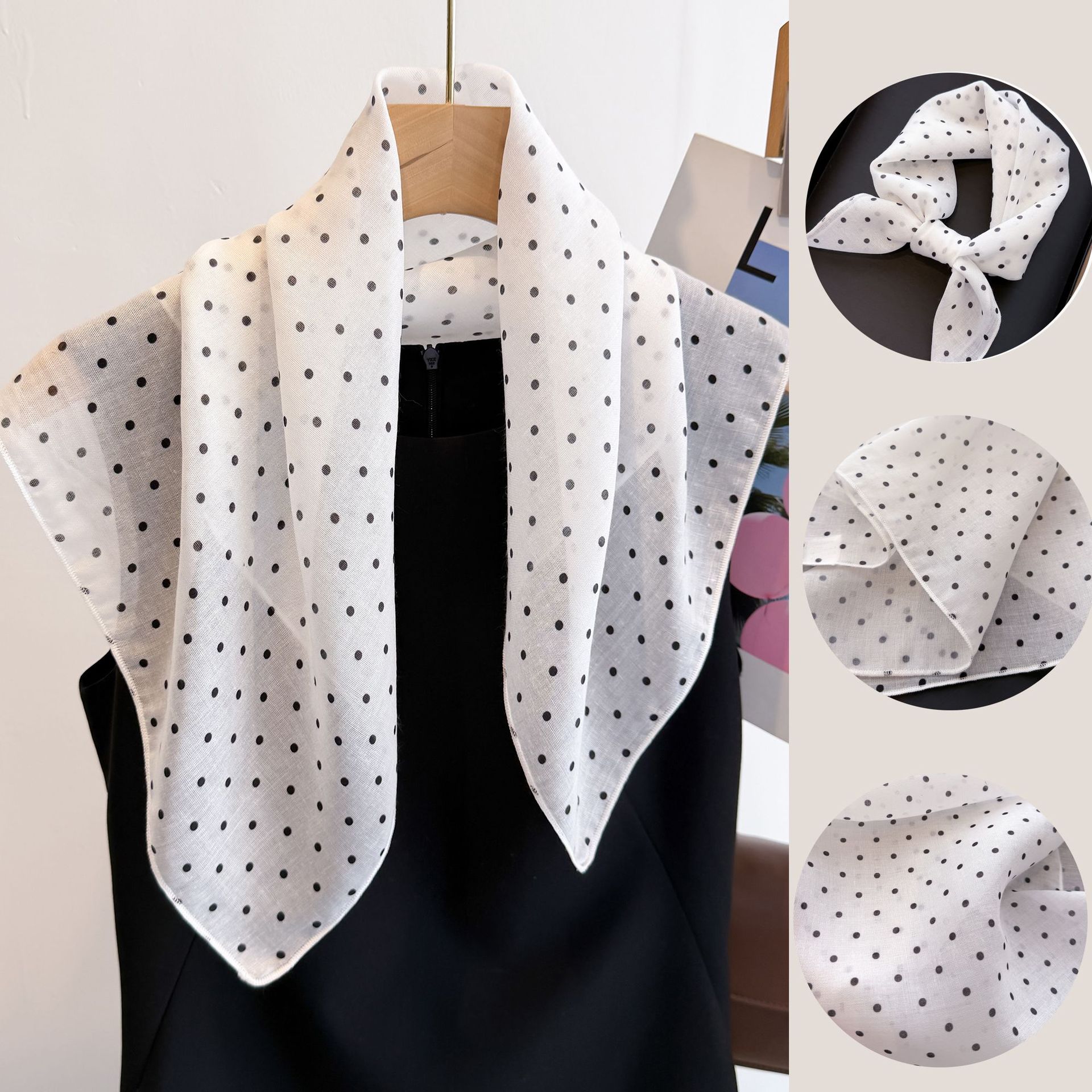 50cm Cotton Linen Square Scarf - Bandana Cotton のレビューと価格