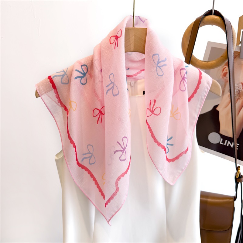 50cm Cotton Linen Square Scarf - Bandana Cotton のレビューと価格