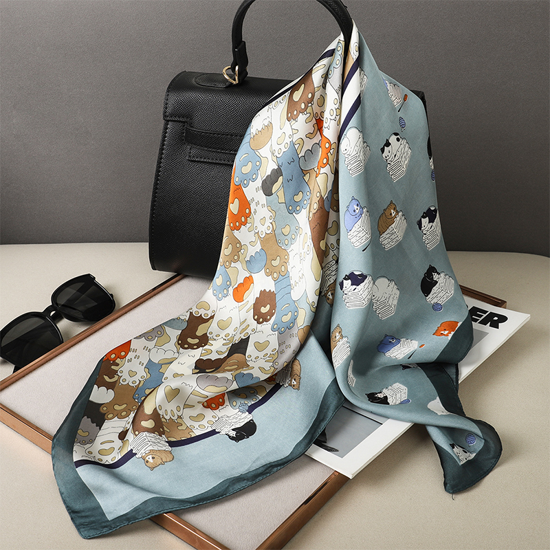 Luxury Silk Shawl Fat Cat Squa - Scarf Silk Square のレビューと価格
