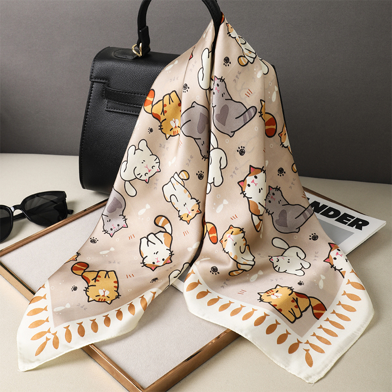 Luxury Silk Shawl Fat Cat Squa - Scarf Silk Square のレビューと価格