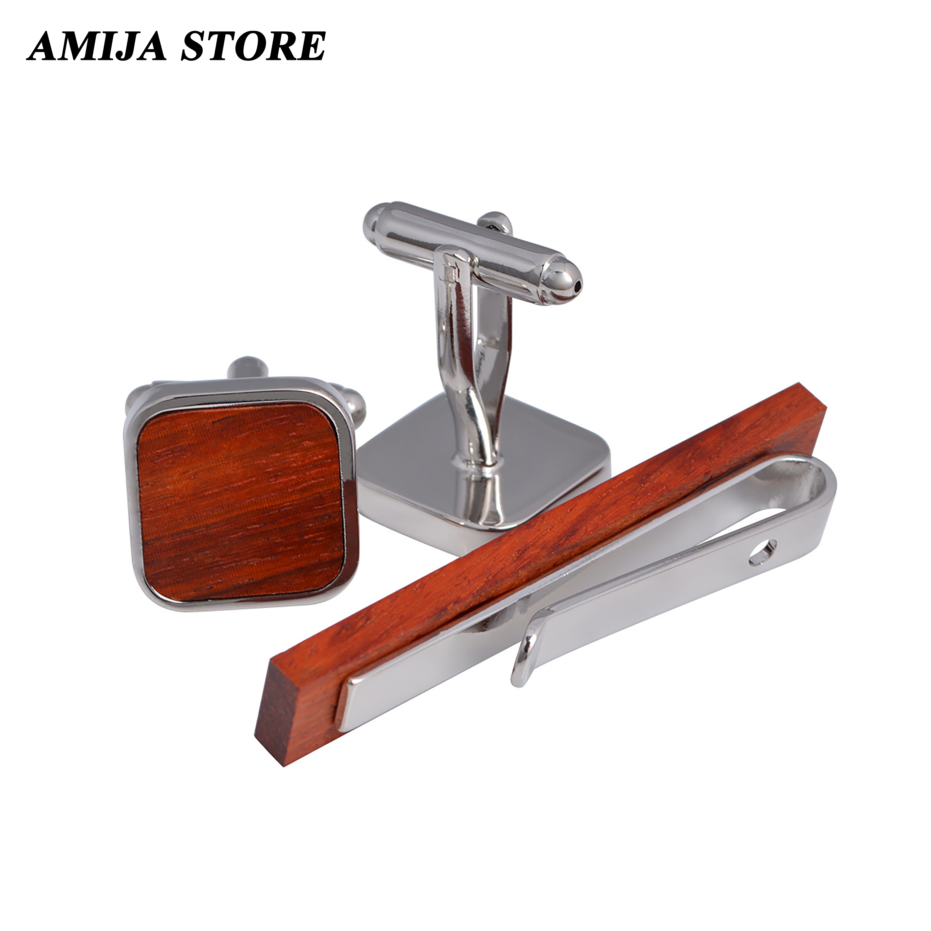 High Quality Wooden Cufflinks  - Tie Bar Set Gift のレビューと価格