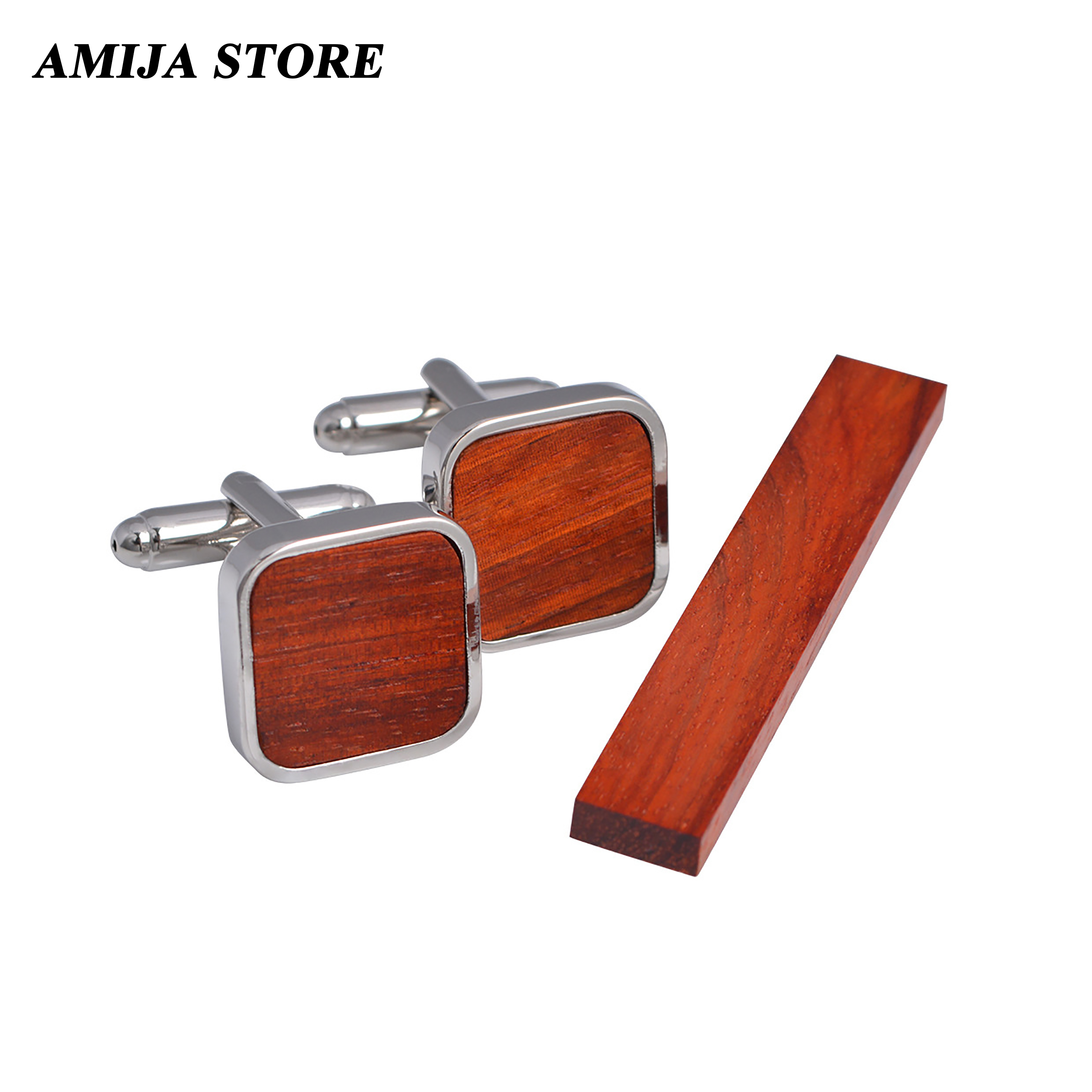 High Quality Wooden Cufflinks  - Tie Bar Set Gift のレビューと価格