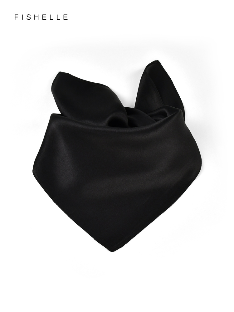 Solid color black pure silk sc - Ascot Neck Scarf のレビューと価格