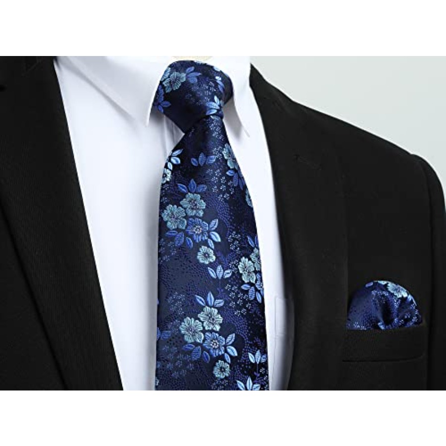 Men Floral Ties Woven Classic  - Pocket Square Set のレビューと価格