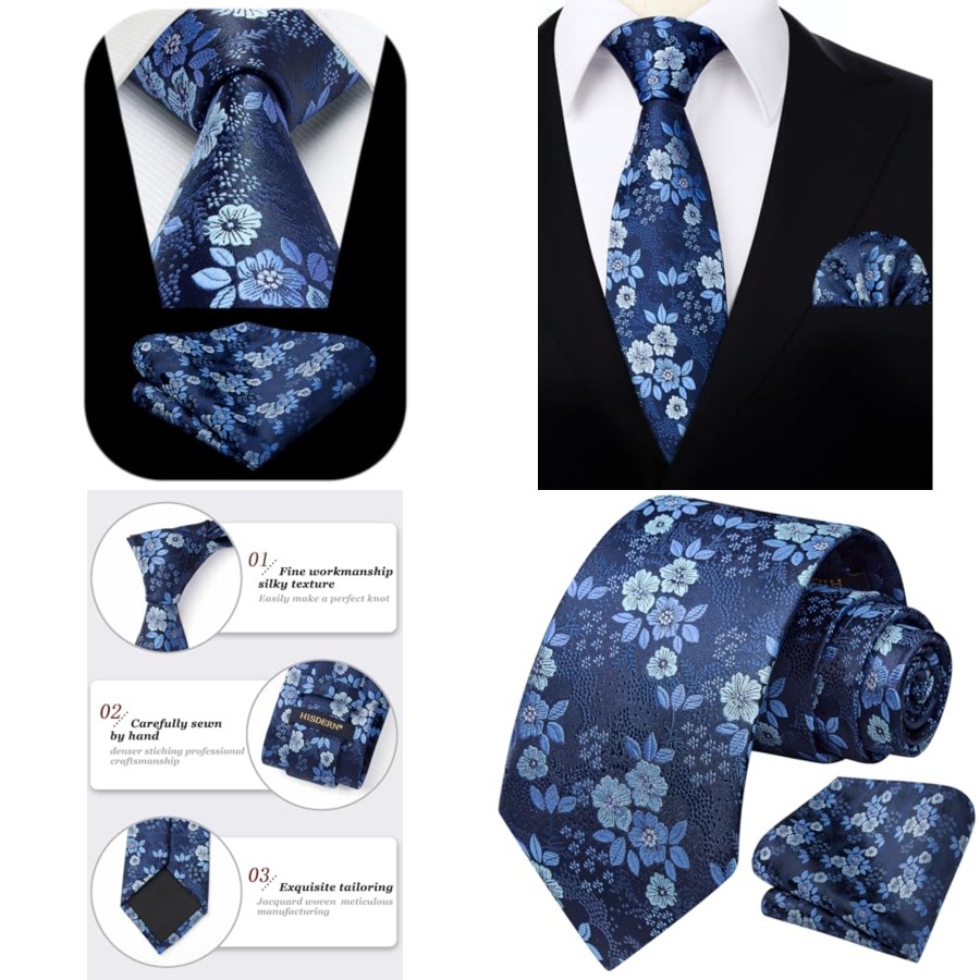 Extra Long Ties for Men Classi - Pocket Square Set のレビューと価格