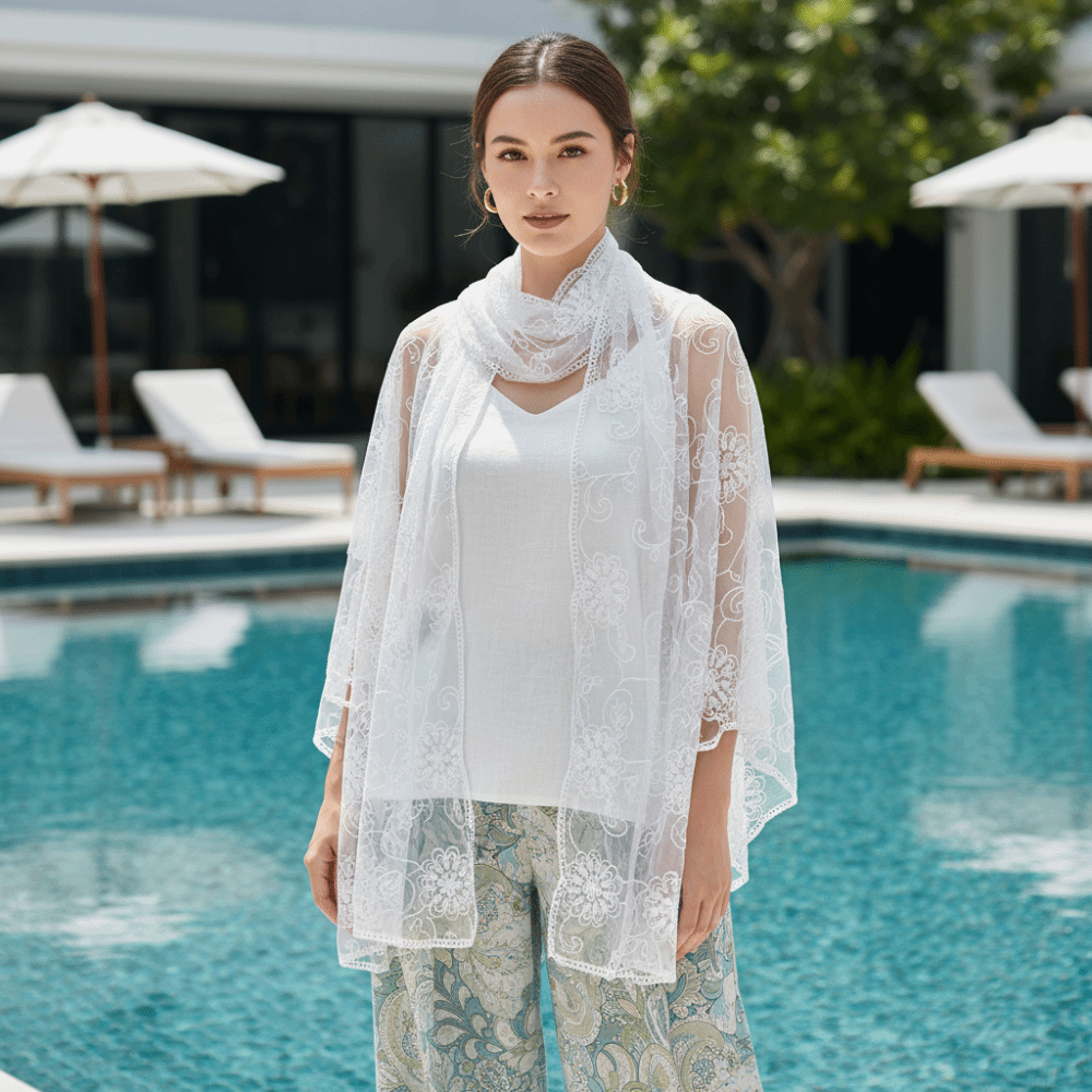 Lace Scarf Embroidered Floral  - Stole Wedding Shawl のレビューと価格