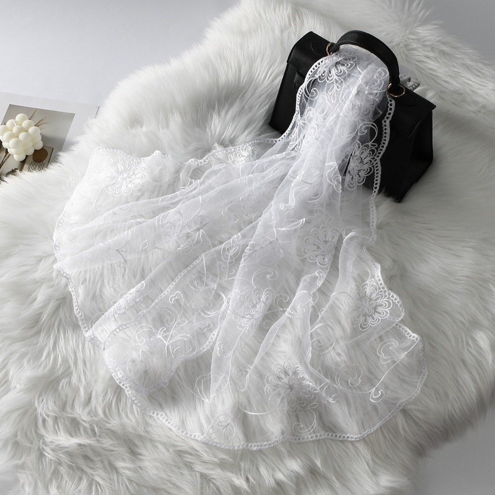 Lace Scarf Embroidered Floral  - Stole Wedding Shawl のレビューと価格